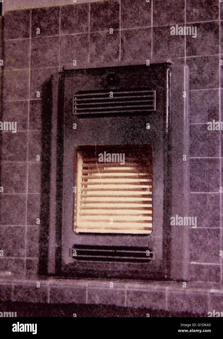 Foto von einem frühen stillen Gas-Feuerstellen. Vom 20. Jahrhundert Stockfoto