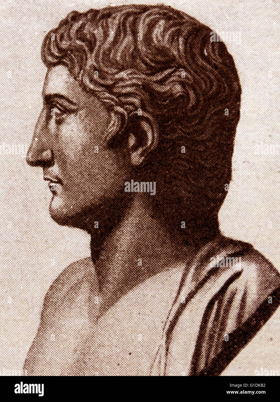 Büste des Germanicus, Mitglied der Julio-Claudian Dynastie und ein prominenter General der frühen römischen Kaiserzeit. Stockfoto