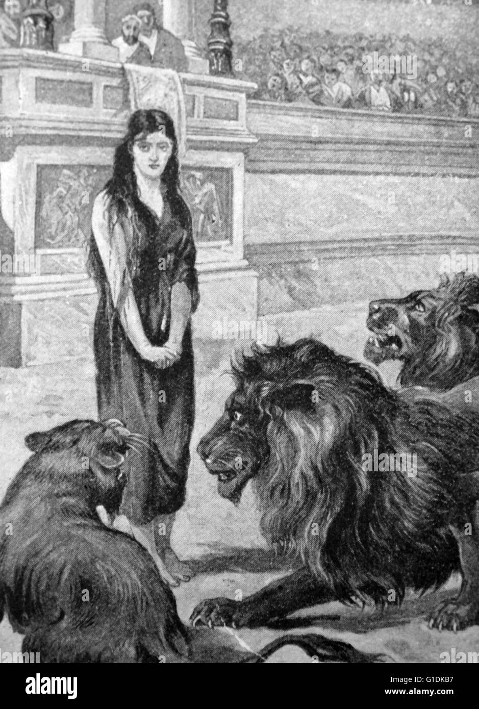 Gemälde Heilige Blandina, Sklavin, ein christlicher Märtyrer während der Regierungszeit des Kaisers Marcus Aurelius. Stockfoto