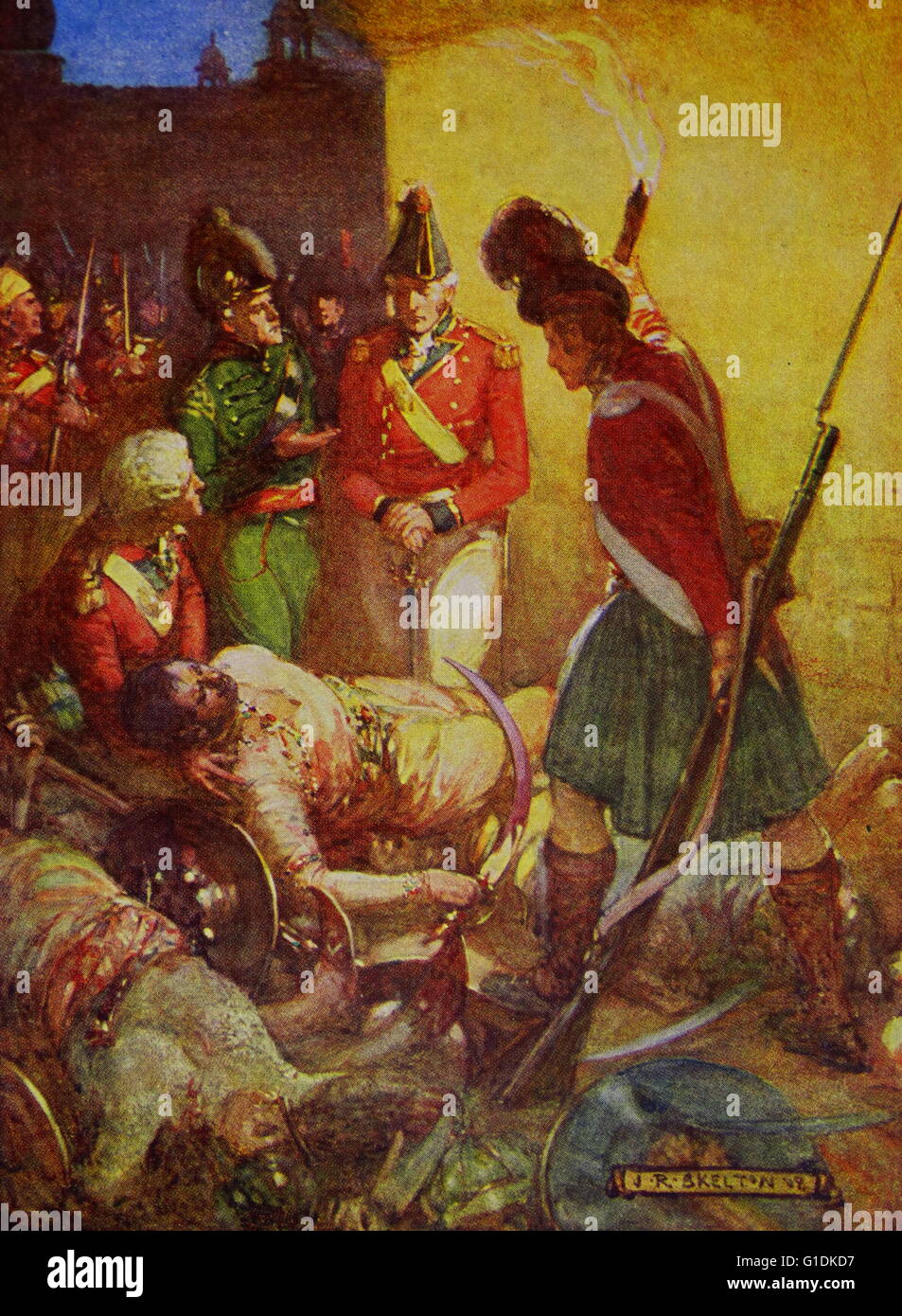 Gemälde des Sultans Körper unter seinen Anhängern des britischen Künstlers Joseph Ratcliffe Skelton (1865-1888). Vom Jahre 1883 Stockfoto