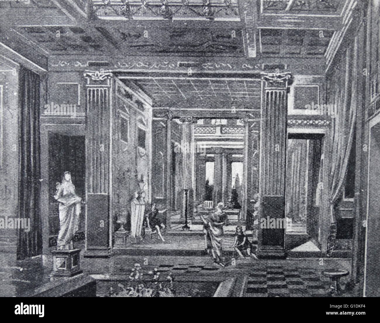 Gemälde von einer charakteristischen Interieur des Hauses eines reichen Bürgers des antiken Roms Stockfoto