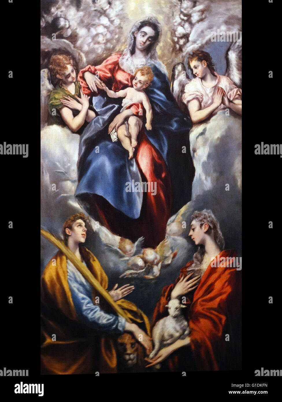 Gemälde mit dem Titel "Madonna und Kind mit St. Agnes und St. Martina" von El Greco Stockfoto