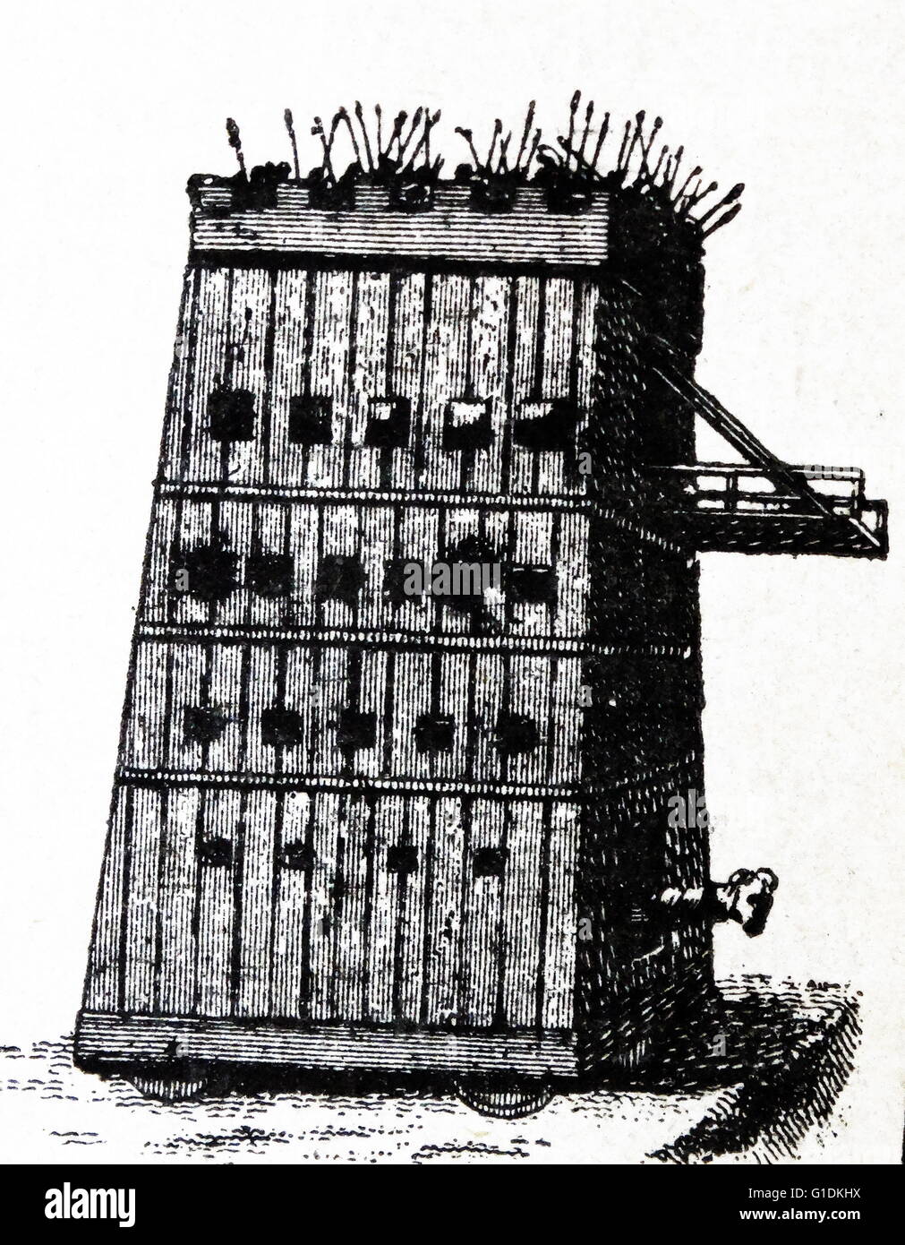 Waffen der mittelalterlichen Kriegsführung. Eine bewegliche Turm Stockfoto