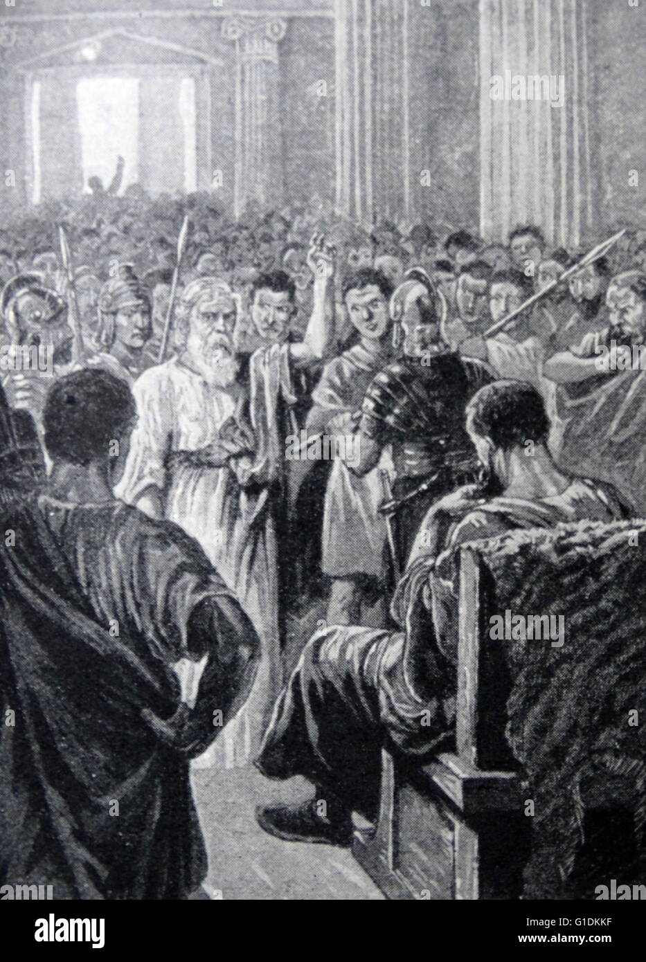 Gemälde Polycarps Zeugnis für Christus. Polycarp war ein 2. Jahrhundert christliche Bischof von Smyrna. Stockfoto