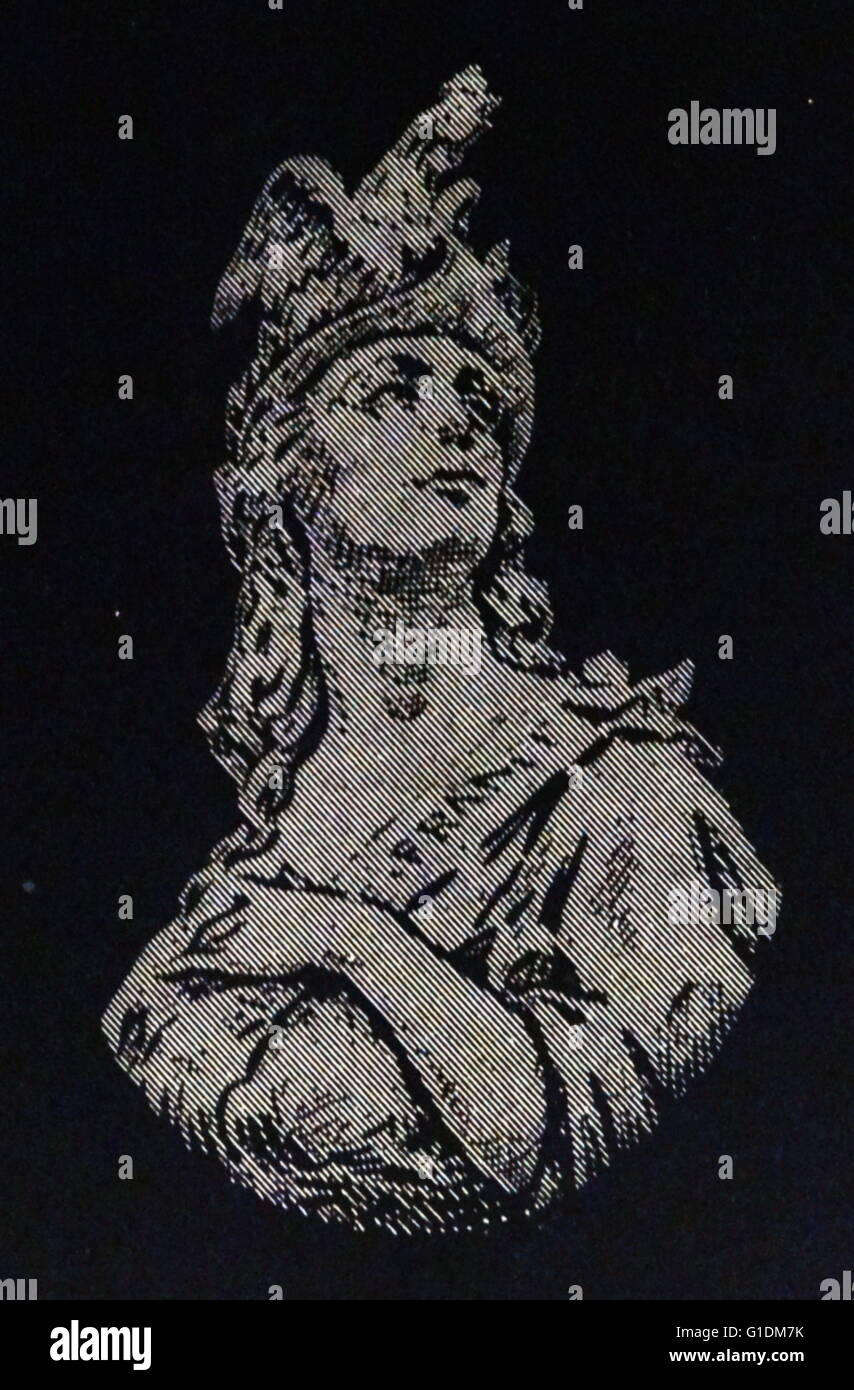 Darstellung der griechischen Göttin Athene. Athena ist die Göttin der Weisheit und des Krieges. Vom 19. Jahrhundert Stockfoto