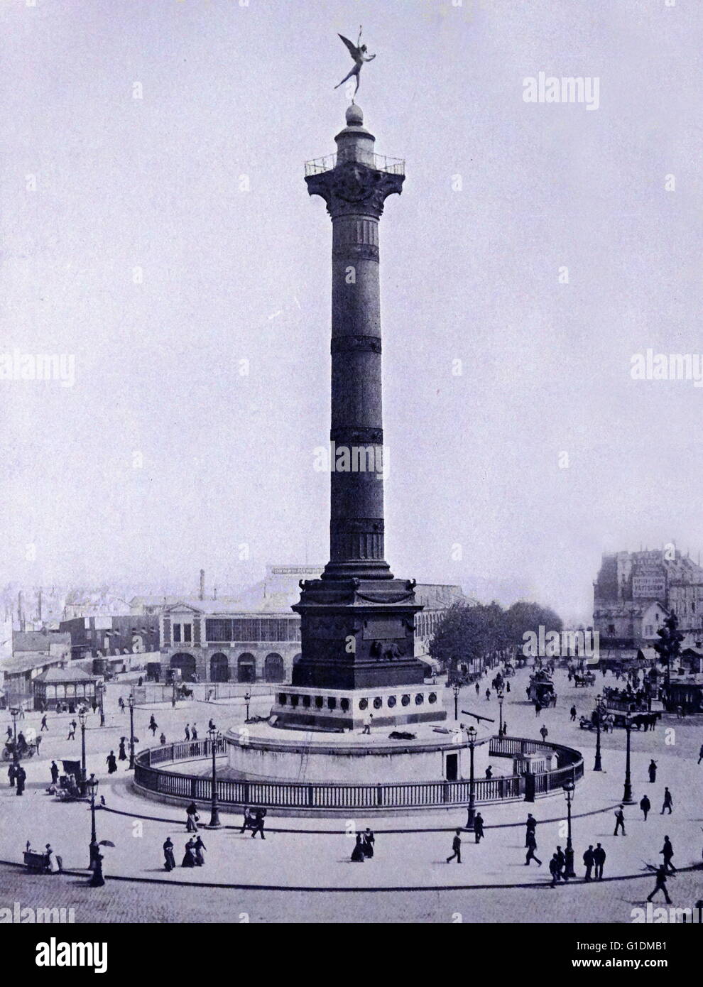 Fotodruck von The Juli Spalte, auf der Place De La Bastille in Paris errichtet. Vom 19. Jahrhundert Stockfoto