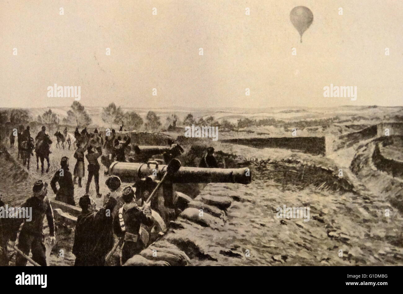 Szene aus der Belagerung von Paris, konsequente Einnahme der Stadt durch preußische Truppen führte zur Niederlage Frankreichs im deutsch-französischen Krieg. Vom 19. Jahrhundert Stockfoto