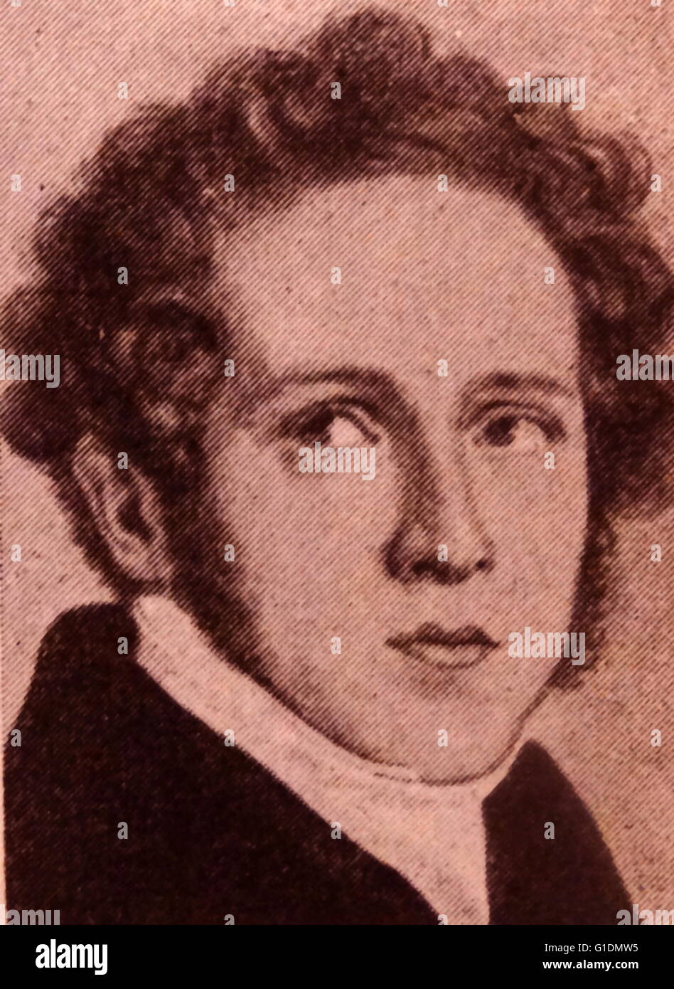 Porträt von Vincenzo Bellini (1801-1835) italienischer Opernkomponist. Vom 19. Jahrhundert Stockfoto