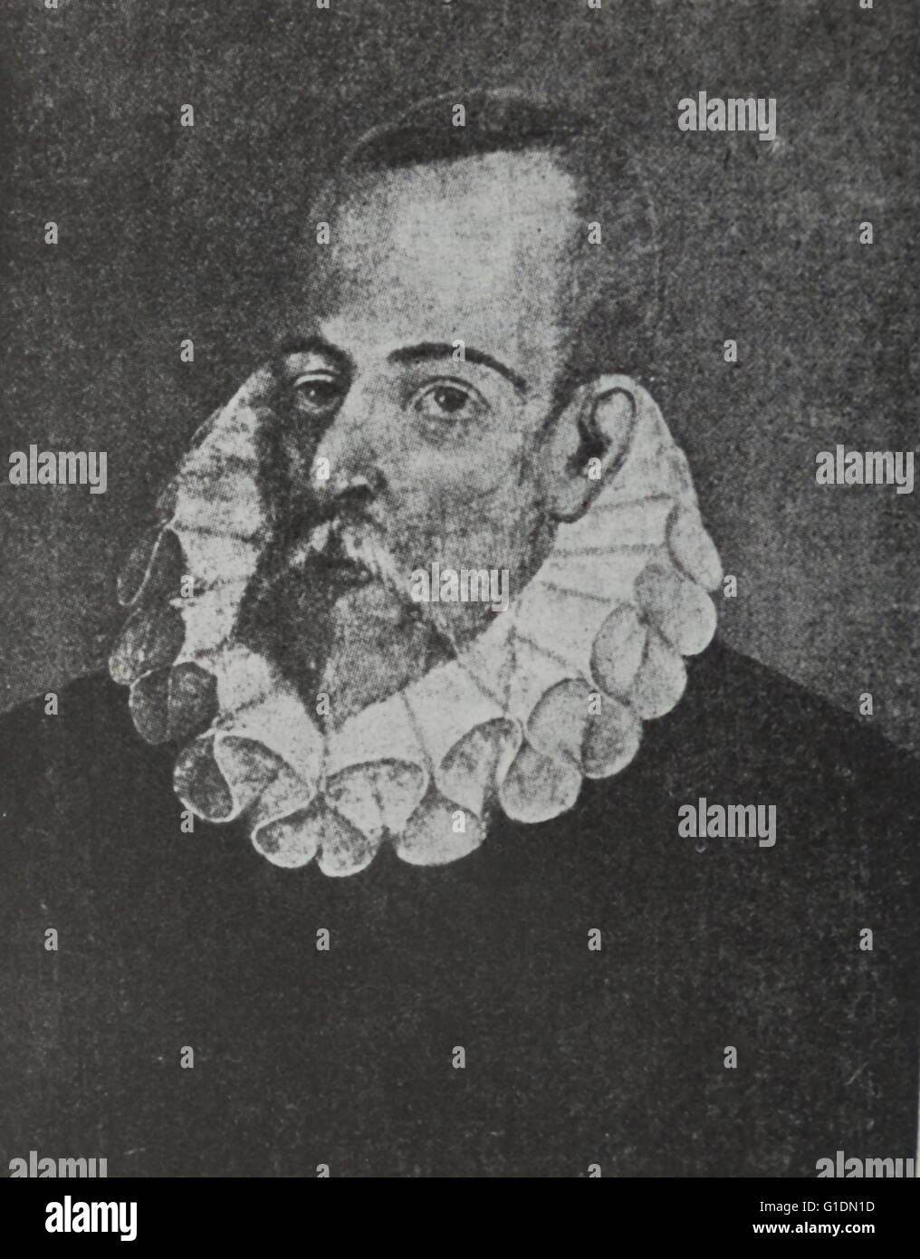 Porträt des spanischen Schriftstellers Miguel de Cervantes (1547-1616). Vom 17. Jahrhundert Stockfoto