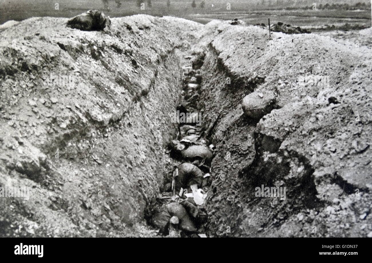 Foto von einem deutschen Graben verwendet, während der große Krieg. Vom 20. Jahrhundert Stockfoto