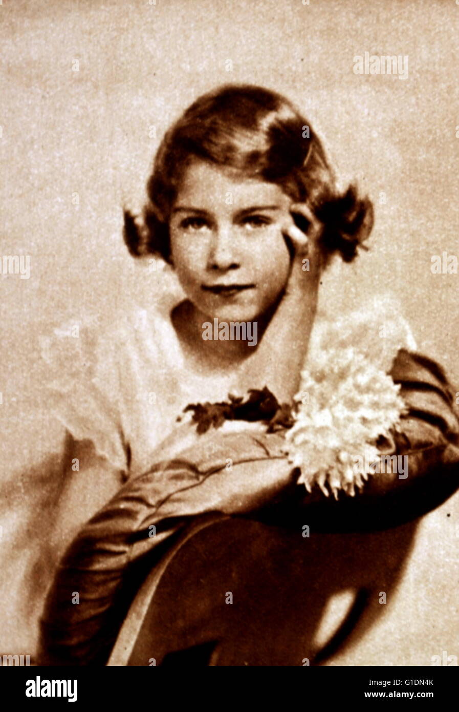 Fotografische Porträt einer jungen Prinzessin Elizabeth (1926-) die ältere Schwester von Prinzessin Margaret (1930-2002) und zukünftige Königin. Vom 20. Jahrhundert Stockfoto