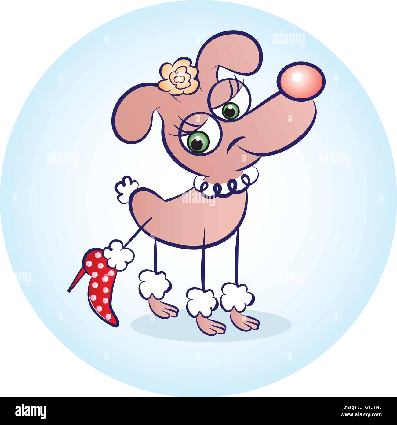 Vektor-Illustration eines ausgefallenen Hundes tragen rote Schuh Stock Vektor