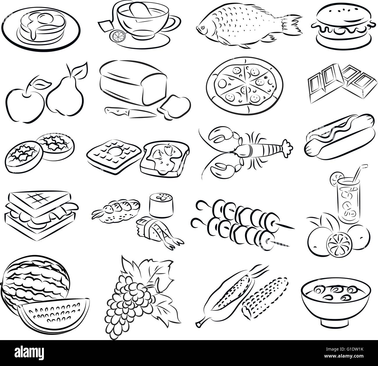 Vektor-Illustration Essen Sammlung im Linienmodus Kunst Stock Vektor