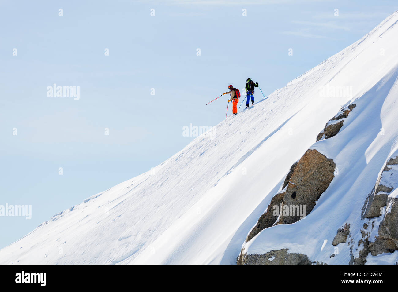 Europa, Frankreich, Haute Savoie, Rhône-Alpen, Chamonix, Skifahrer auf das Vallée Blanche abseits der piste Stockfoto