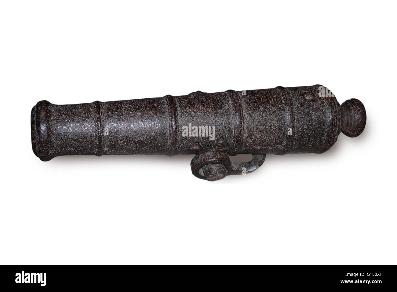 alte Waffen antike Kanone auf einem weißen Stockfoto