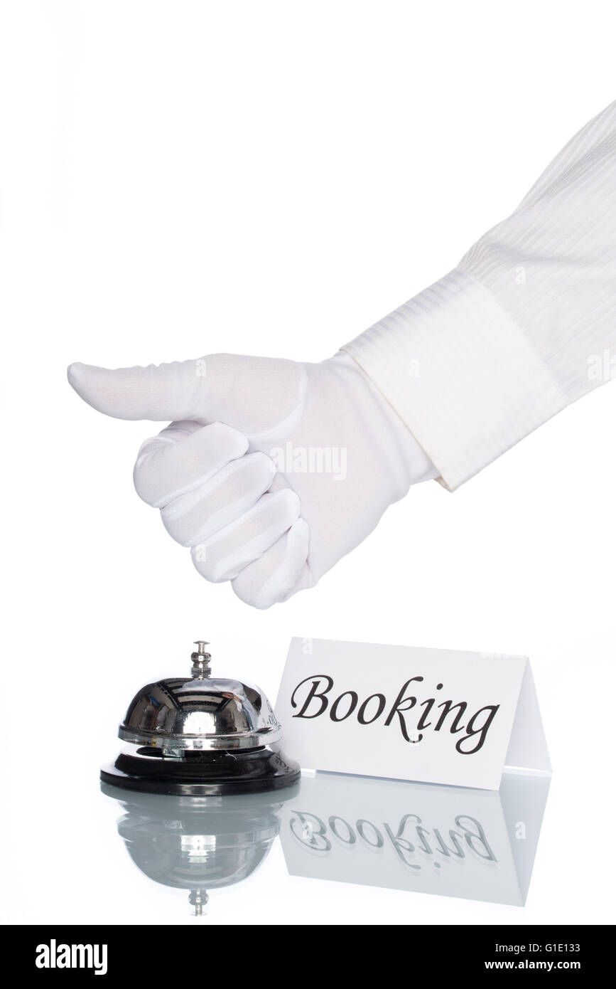 Service-Glocke am Check-in Schalter, Buchung Zimmer, guter service Stockfoto