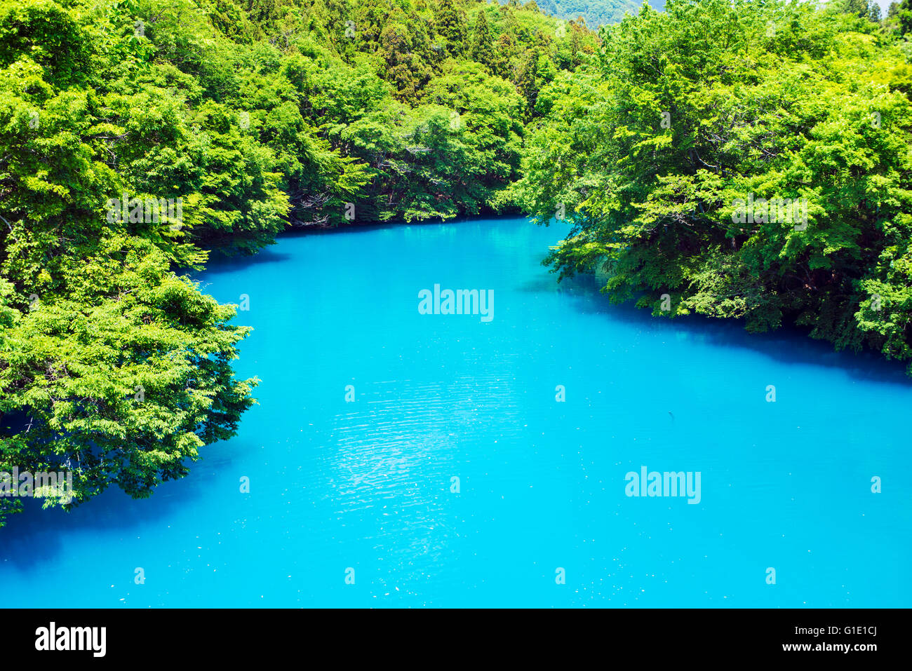 See-Shima in Gunma, Japan. Das Wasser hat diese natürliche blaue Schimmer Stockfoto