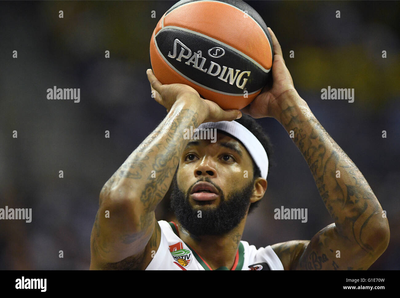 Berlin, Deutschland. 13. Mai 2016. Malcom Delaney von Lokomotiv Kuban Krasnodar in Aktion während der Euroleague Final Four erste Semi final Basketball-match zwischen ZSKA Moskau und Lokomotiv Kuban Krasnodar im Mercedes-Benz-Arena in Berlin, Deutschland, 13. Mai 2016. Foto: Sören Stache/Dpa/Alamy Live News Stockfoto