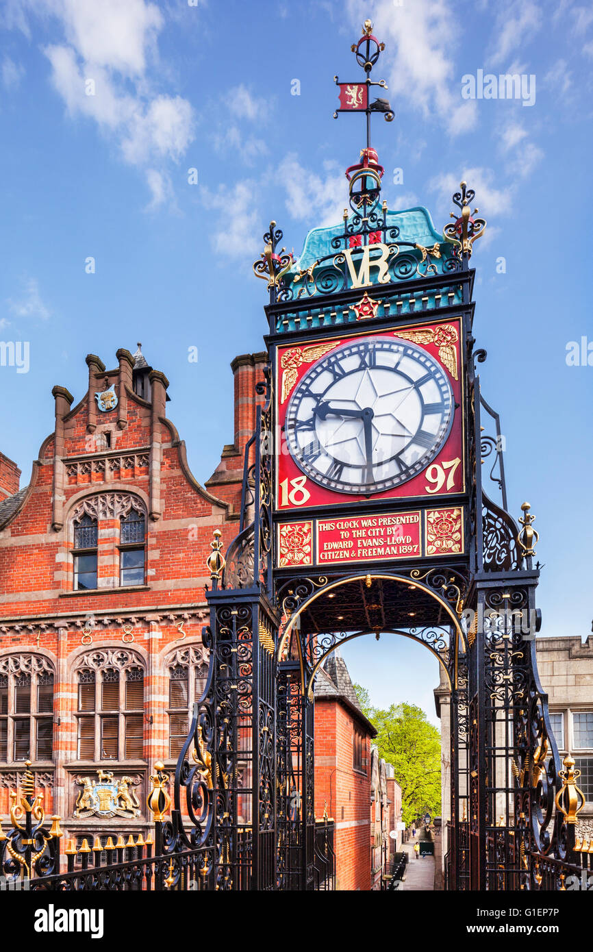 Eastgate Clock, Chester, Cheshire, England, Vereinigtes Königreich Stockfoto