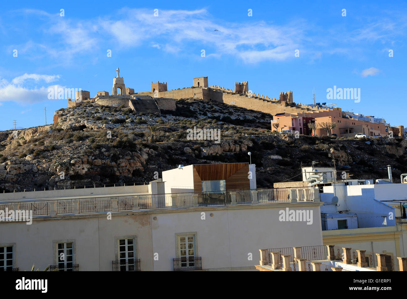 Mirador del Cerro de San Cristobal, Stadt Almeria, Spanien Stockfoto