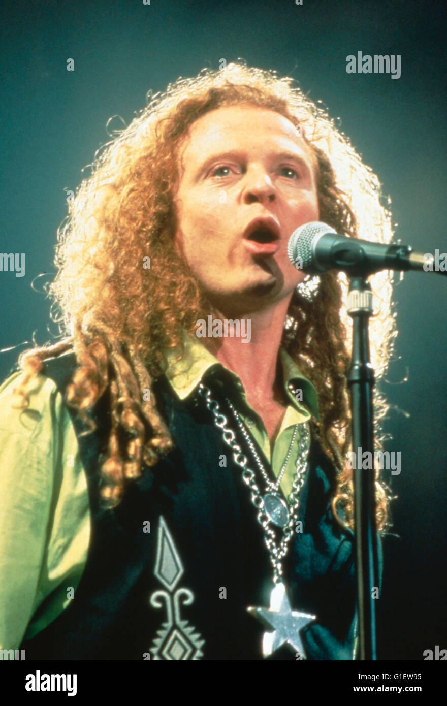 Mick Hucknall, Sänger der Britischen Band "Simply Red", 1990er Jahre. Sänger Mick Hucknall der britischen band "Simply Red", der 1990er Jahre. Stockfoto