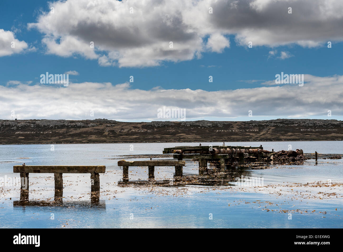 Alten Pier Stanley oder Port Stanley Hauptstadt des Vereinigten Königreichs Falkland-Inseln Stockfoto