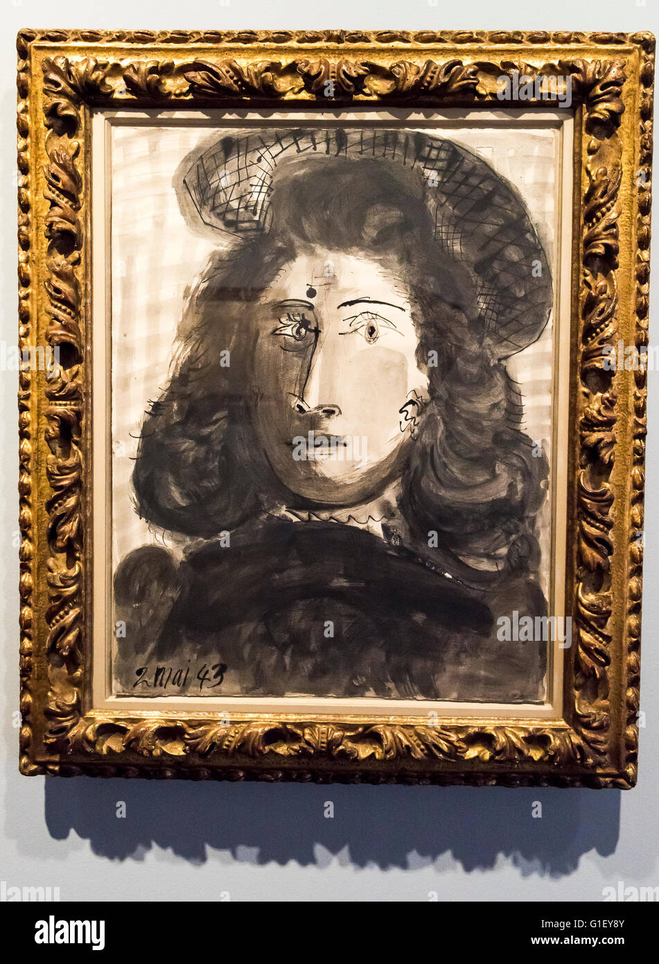 Mujer Con Sombrero (Dame mit Hut auf) Gemälde von Picasso Botero Museum Bogota Kolumbien Stockfoto