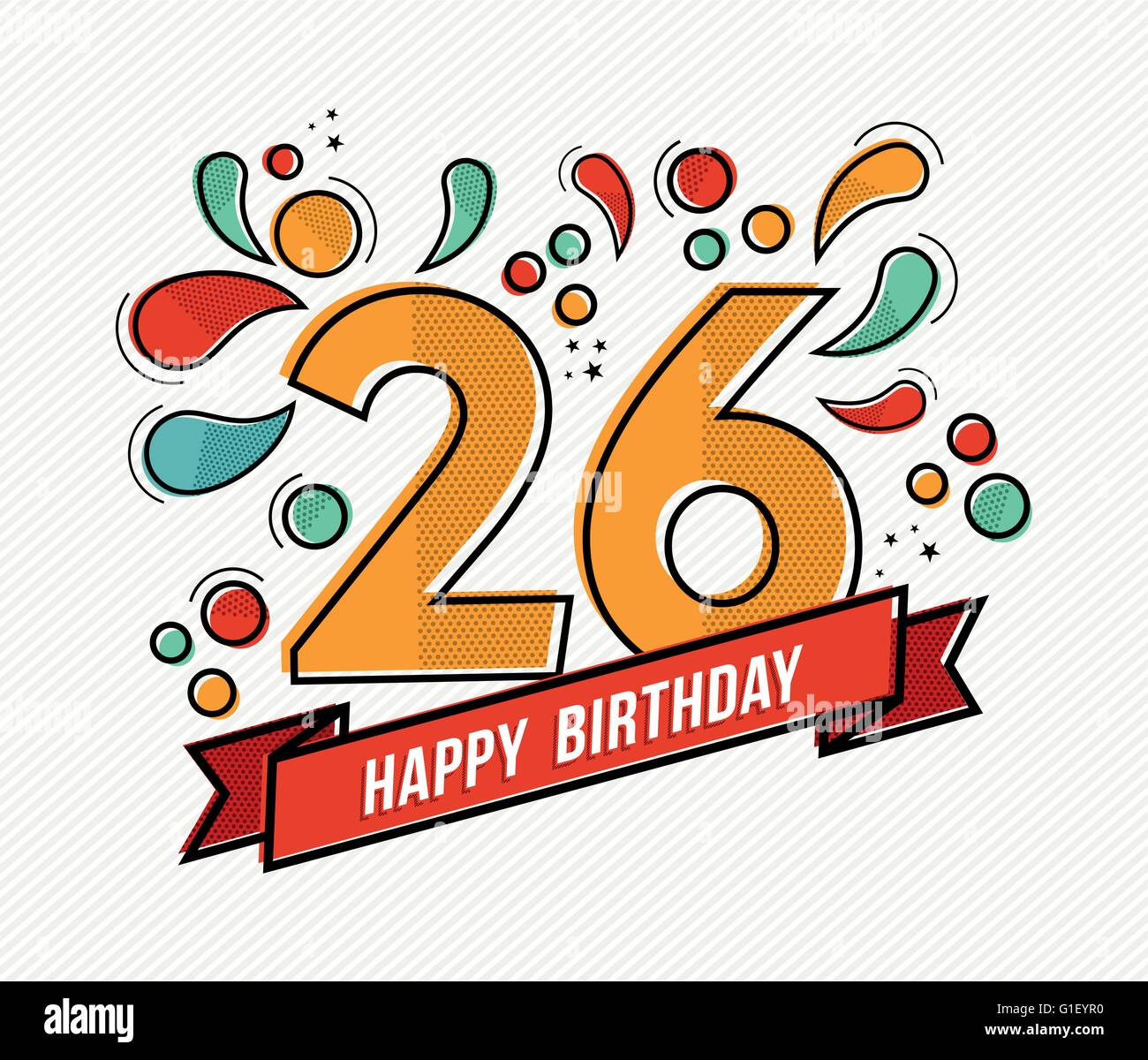 Alles Gute zum Geburtstag Nummer 26, Grußkarte für sechsundzwanzig