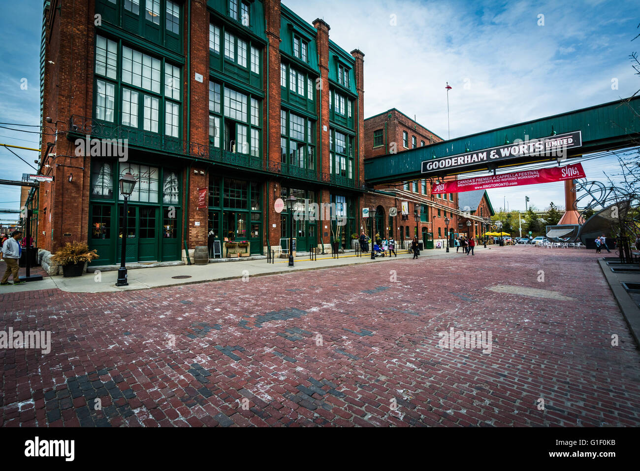 Gebäude in der Distillery Historic District In Toronto, Ontario. Stockfoto