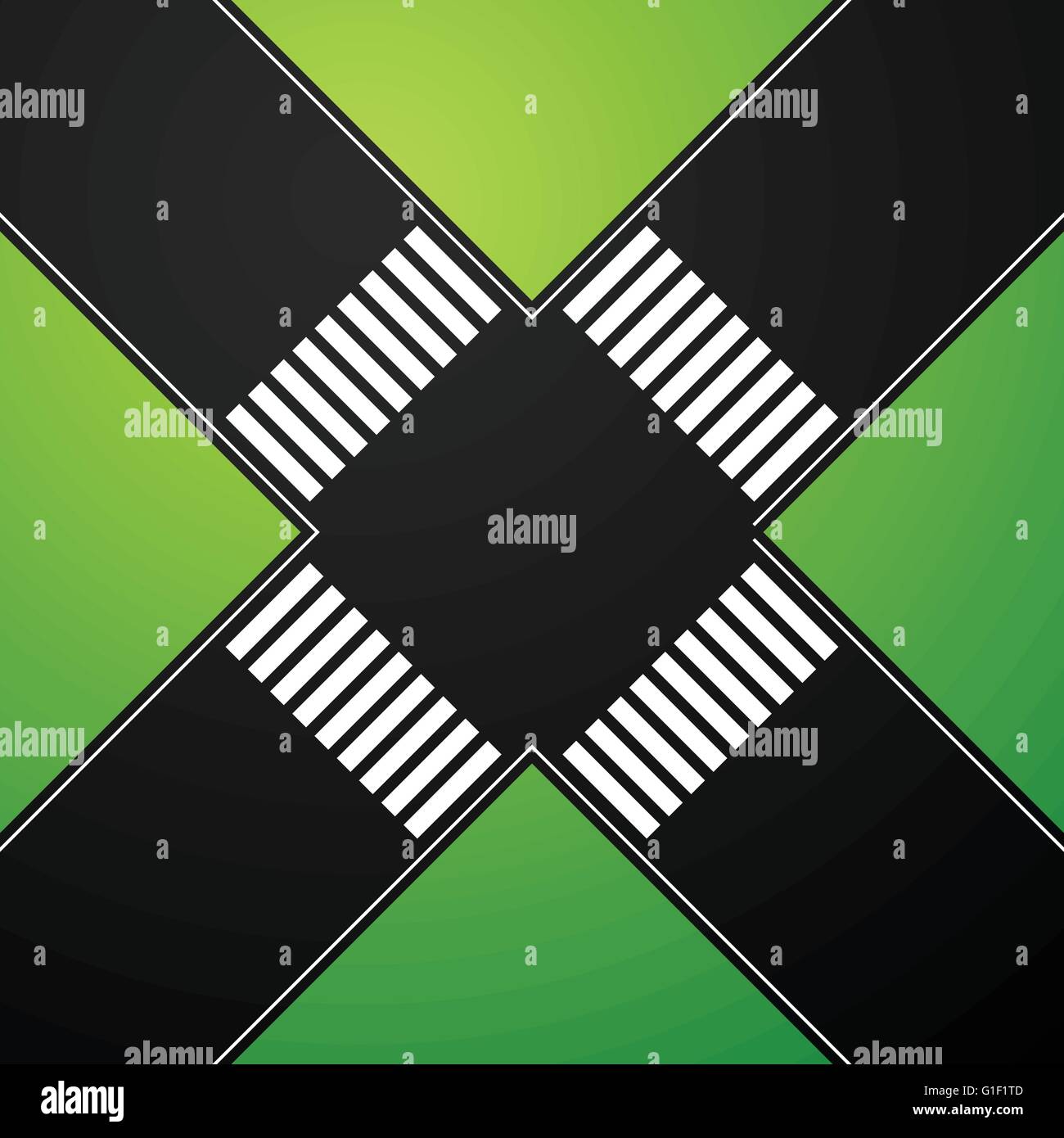 4-Wege-Kreuzung Mit Fußgängerampel. Asphalt, Bitumen Fahrbahn Von Oben.  Leere Straßen Im Luftbild. Abstrakte Ca Stock-Vektorgrafik - Alamy