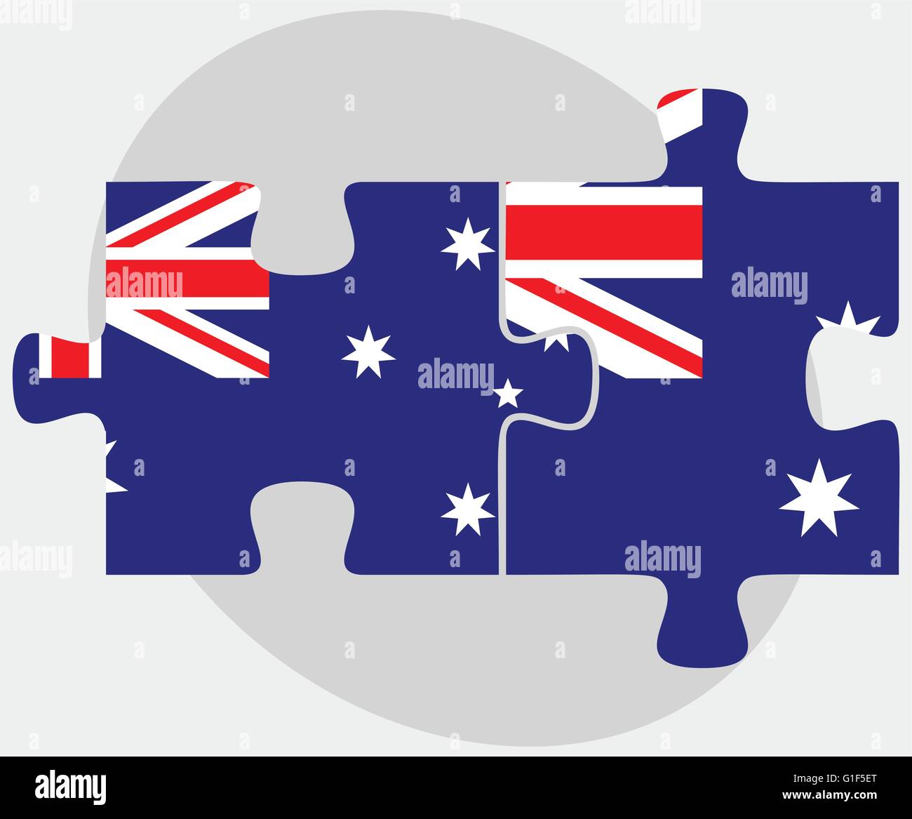 Vektorbild - Australien und Australien Flaggen in puzzle isolierten auf weißen Hintergrund Stock Vektor