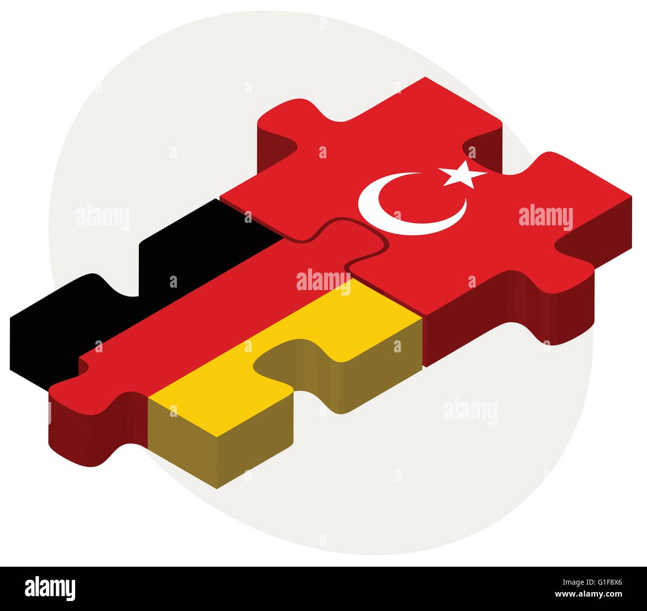 Deutschland und Türkei-Flaggen in puzzle isolierten auf weißen Hintergrund Stock Vektor