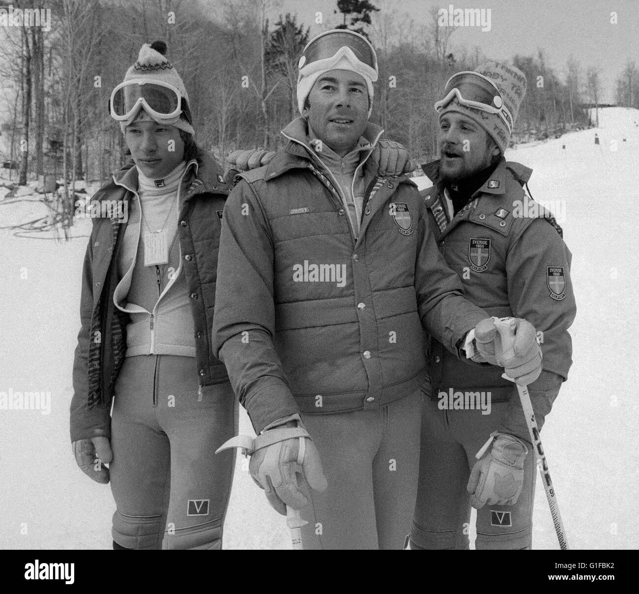 INGEMAR STENMARK mit seinem TeammatesTorsten Jakobsson und Stig Strand  Stockfotografie - Alamy