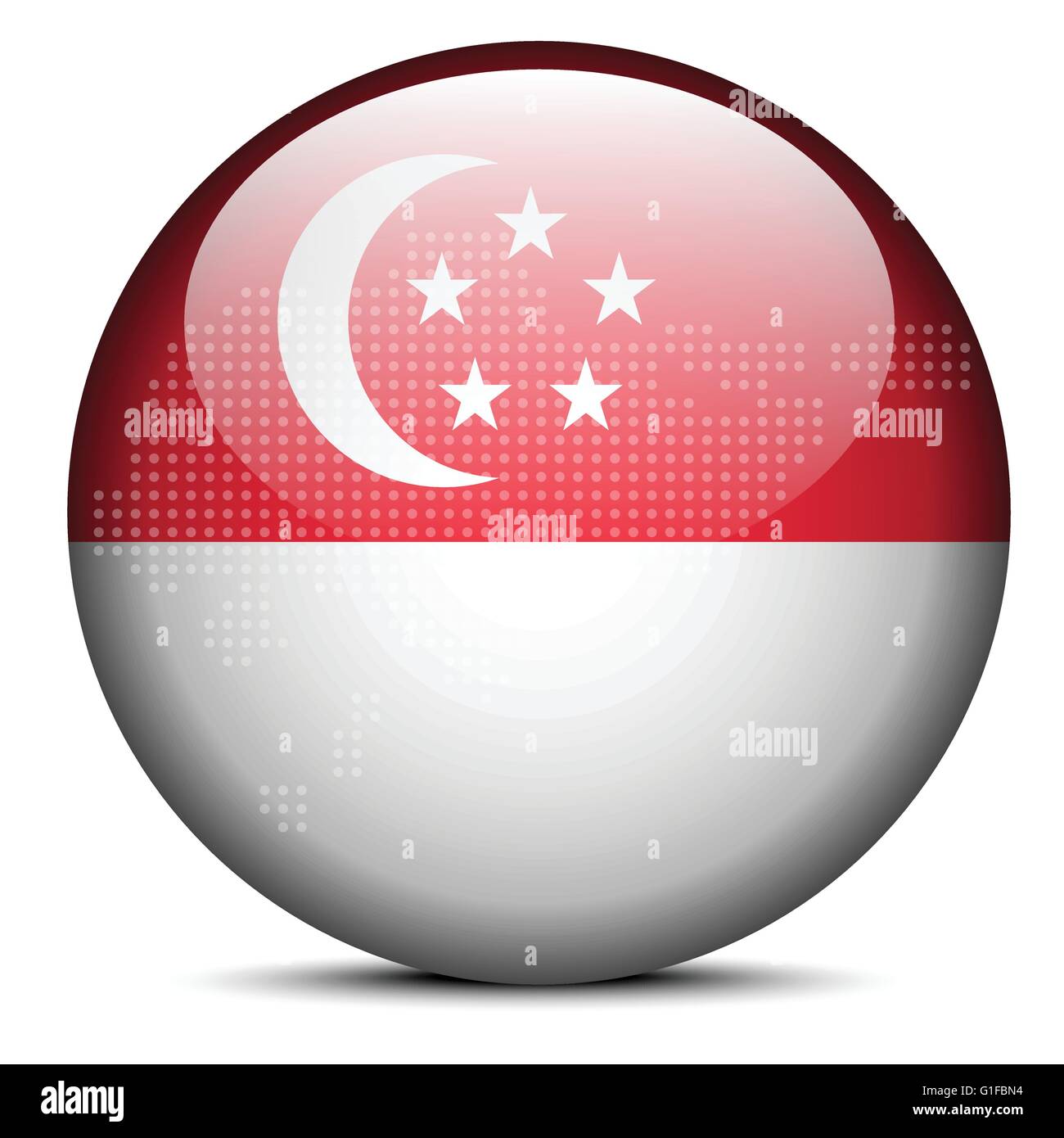 Vektor-Bild - Karte mit Punktmuster auf Flagge der Republik Singapur Stock Vektor