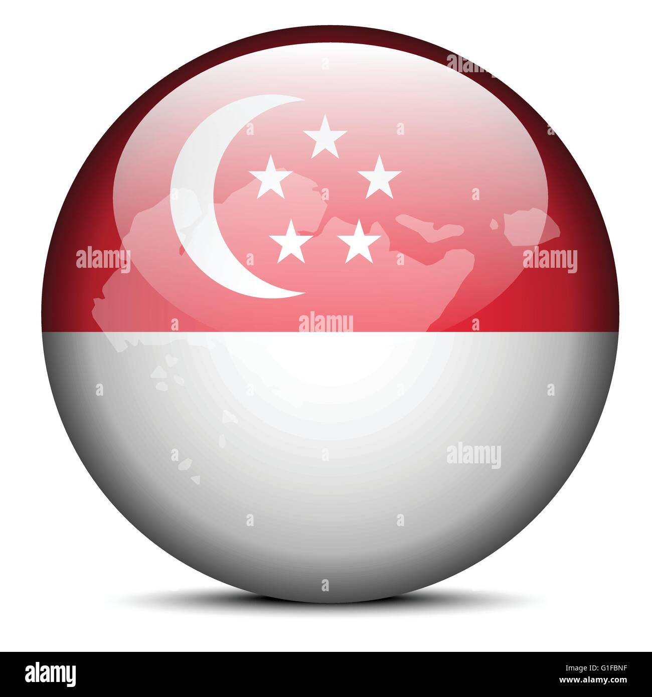 Vektor-Bild - Karte anklicken der Flagge der Republik Singapur Stock Vektor