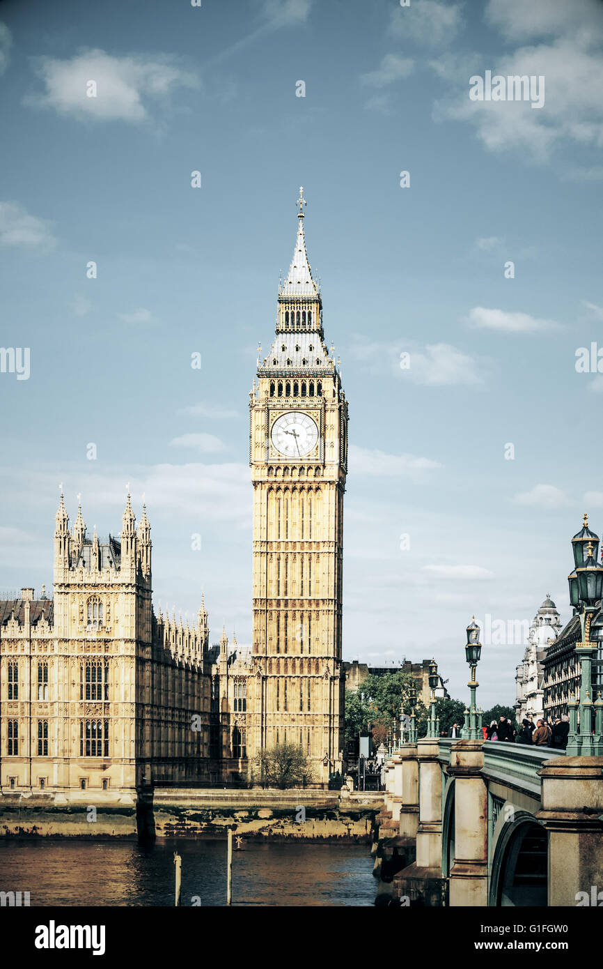 Die große Glocke der Uhr. Big Ben und die Houses of Parliament, London, UK Stockfoto
