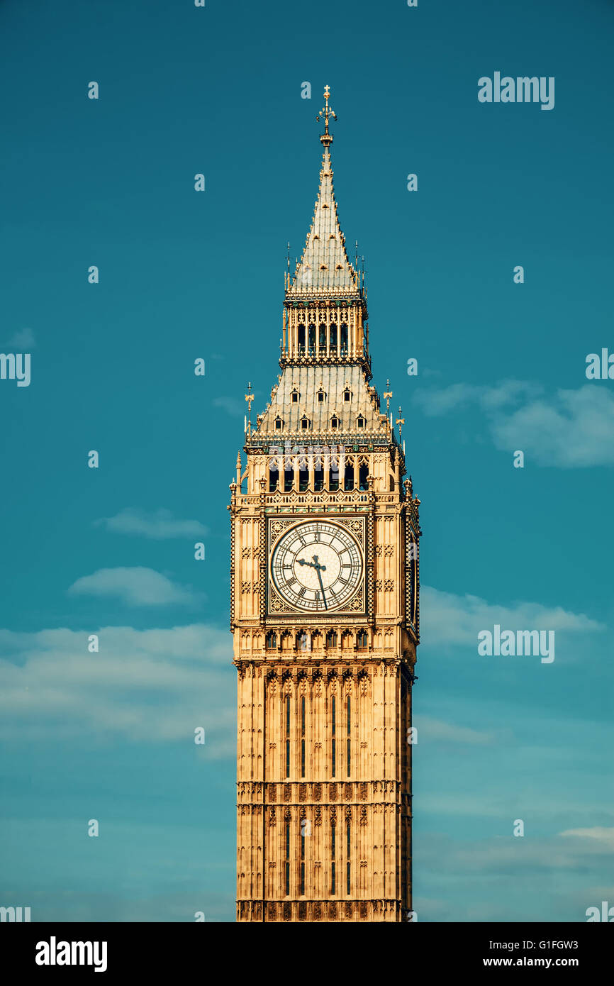 Die große Glocke der Uhr. Big Ben und die Houses of Parliament, London, UK Stockfoto