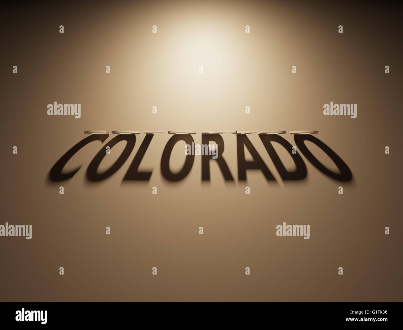 Eine 3D Darstellung des Schattens eines umgekehrten Text, Colorado liest. Stockfoto