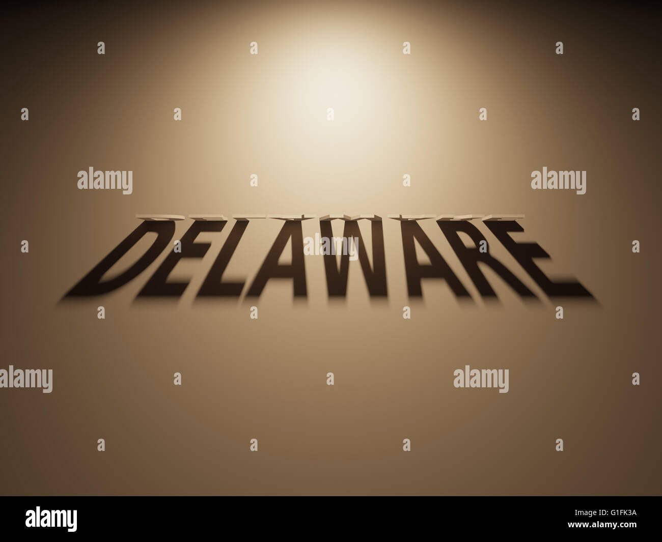 Eine 3D Darstellung des Schattens eines umgekehrten Text, Delaware liest. Stockfoto