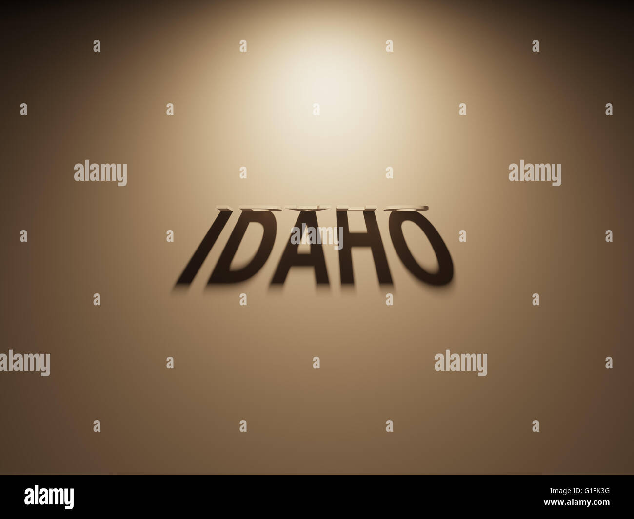Eine 3D Darstellung des Schattens eines umgekehrten Text, Idaho liest. Stockfoto