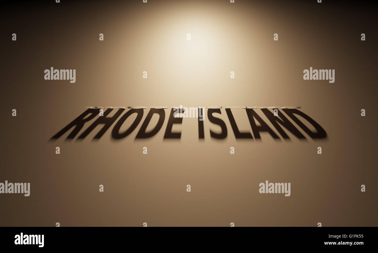 Eine 3D Darstellung des Schattens eines umgekehrten Text, Rhode Island liest. Stockfoto