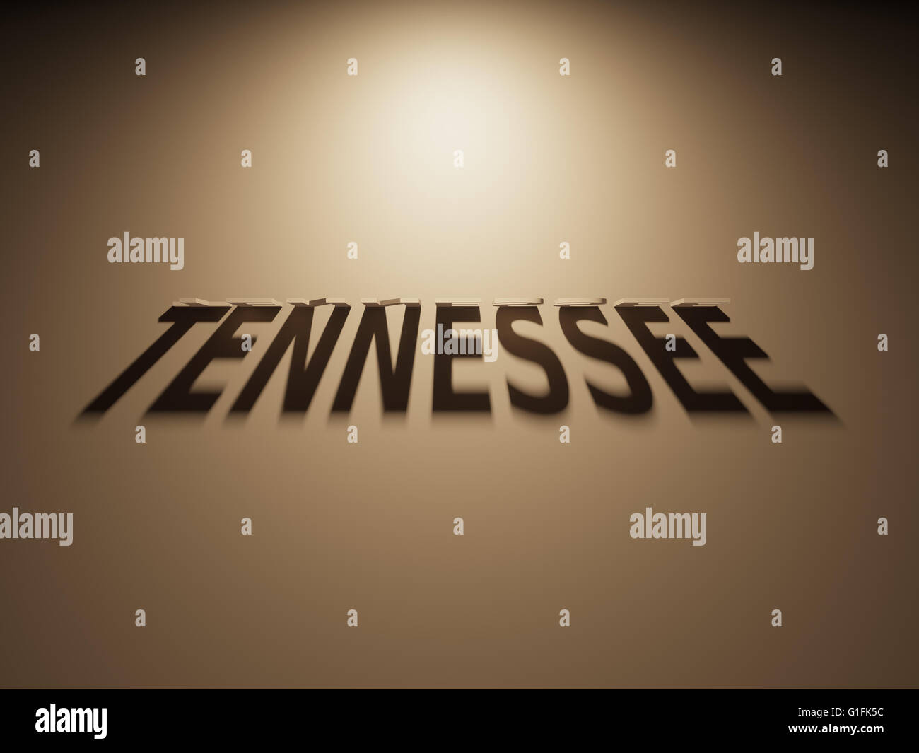 Eine 3D Darstellung des Schattens eines umgekehrten Text, Tennessee liest. Stockfoto