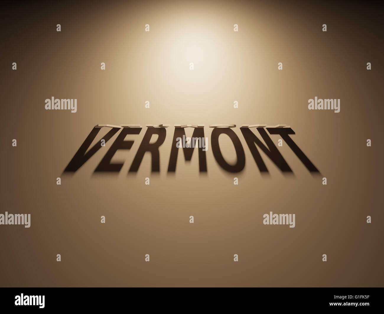 Eine 3D Darstellung des Schattens eines umgekehrten Text, Vermont liest. Stockfoto
