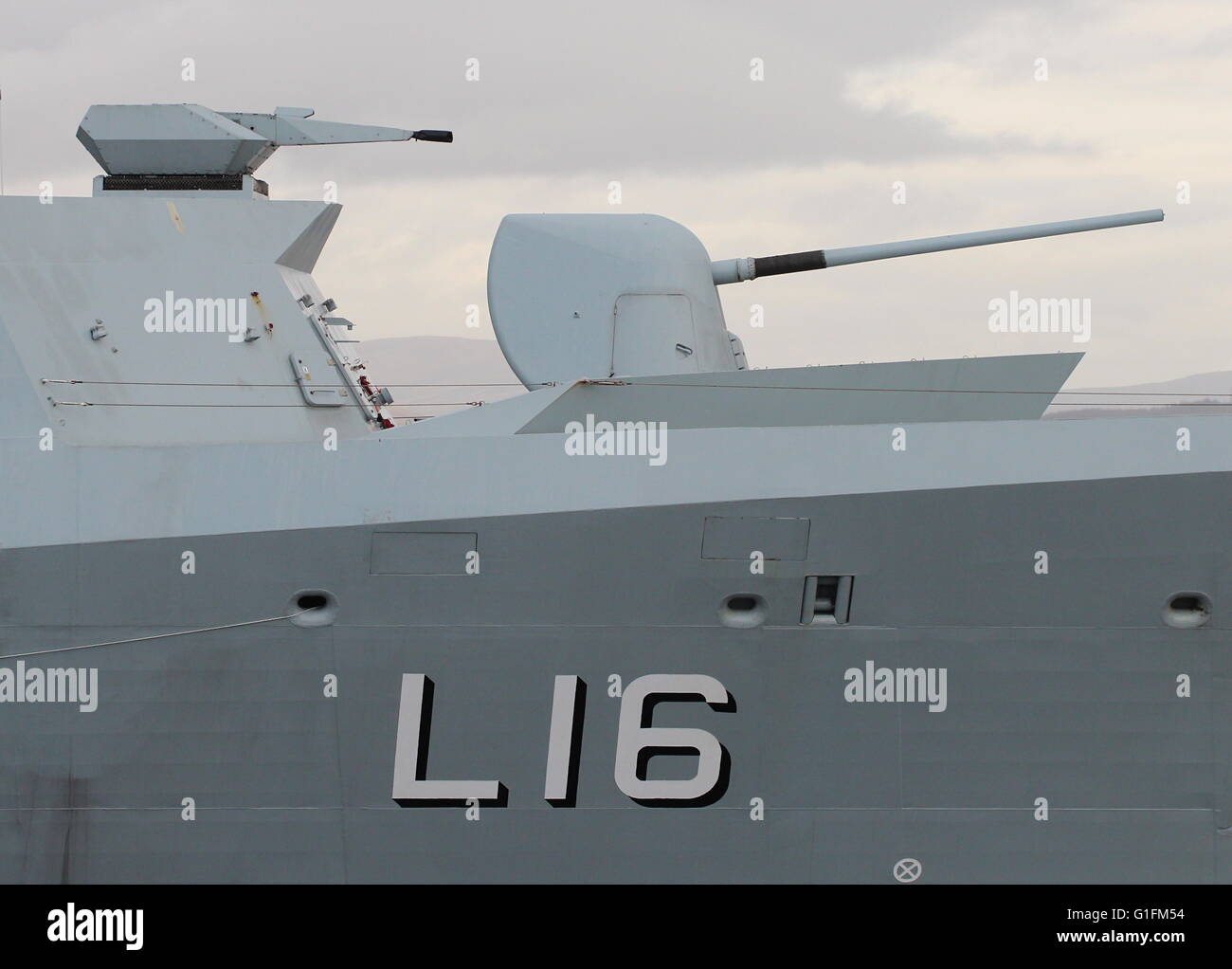 Bestandteil der wichtigsten Waffensysteme an Bord KDM Absalon, ein Absalon-Klasse Befehl und Unterstützung Schiff von der dänischen Marine. Stockfoto