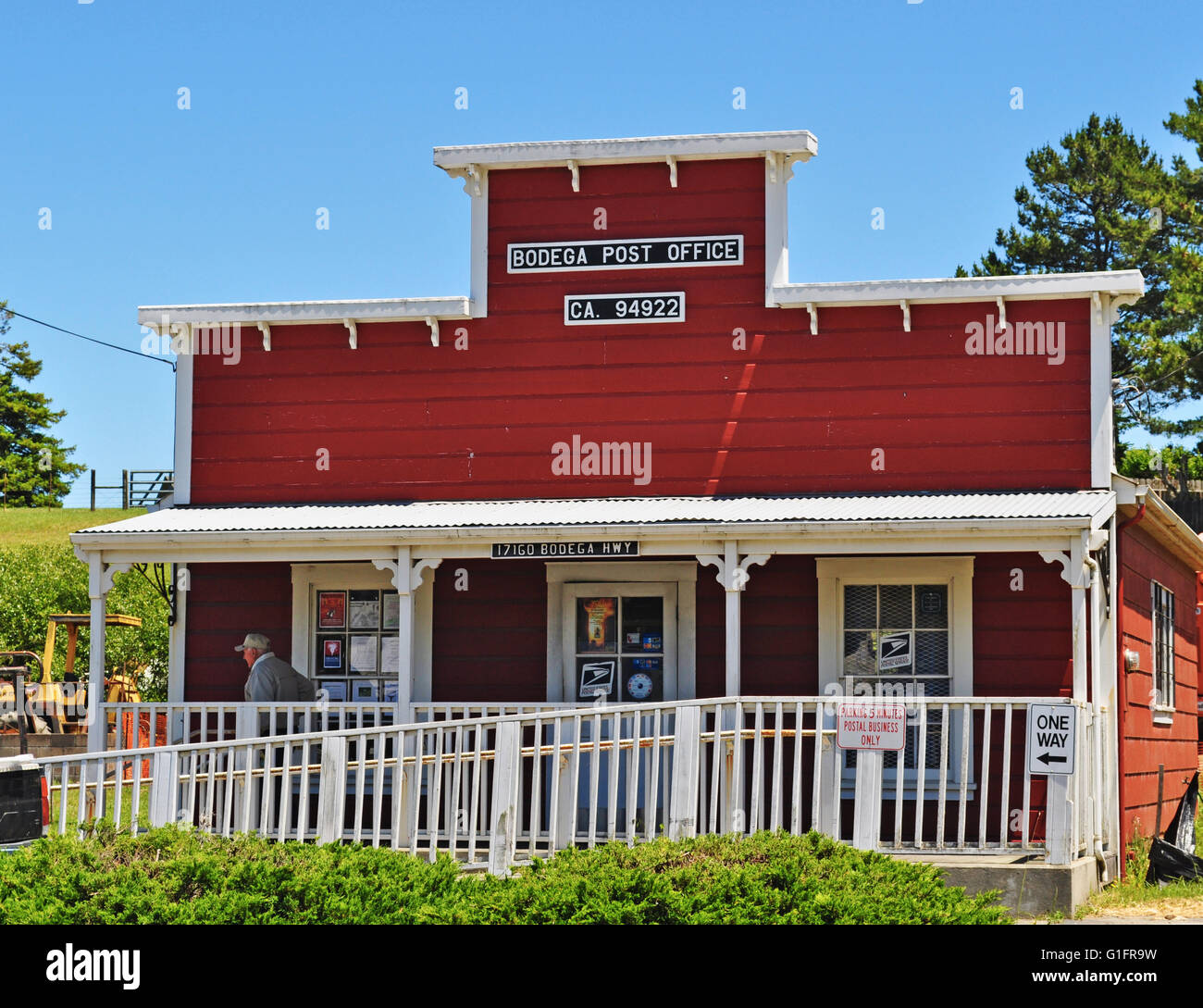 Kalifornien, USA: die Post in Bodega Bay, die Stadt berühmt für die Einstellung für den Film die Vögel von Alfred Hitchcock Stockfoto