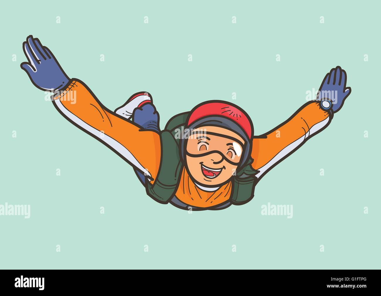 Abbildung eines Mannes tut Skydive Stock Vektor
