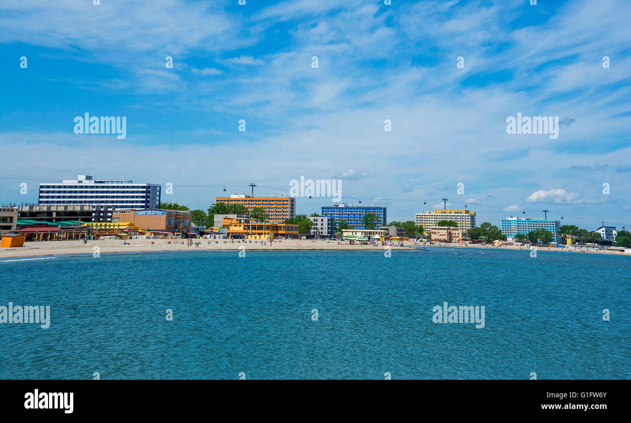 Schönen Frühlingstag an der Küste des Schwarzen Meeres, am Strand von Mamaia, Rumänien Stockfoto