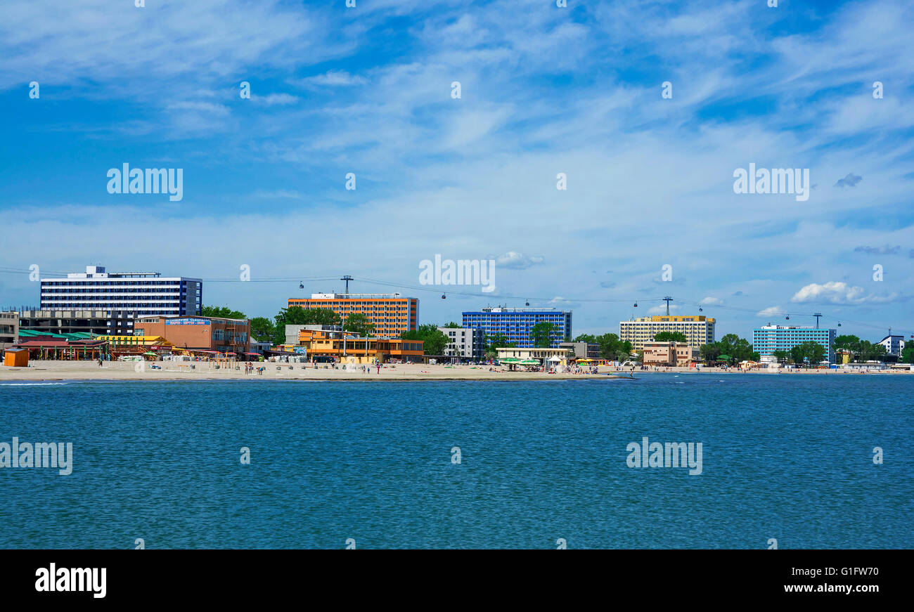 Schönen Frühlingstag an der Küste des Schwarzen Meeres, am Strand von Mamaia, Rumänien Stockfoto