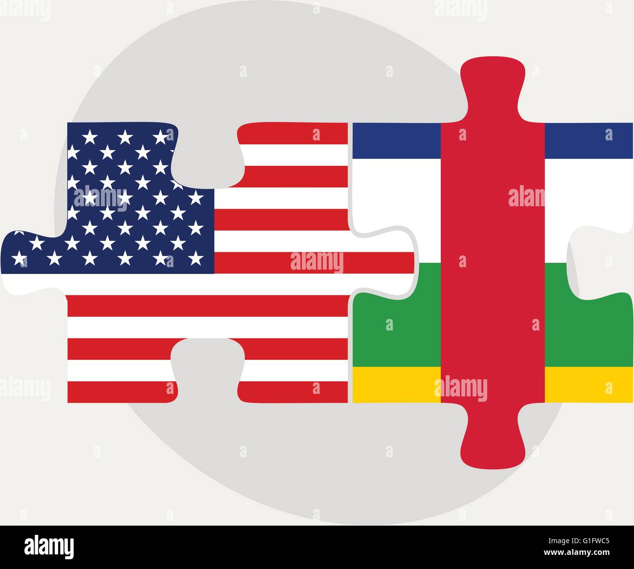 Vektorbild - USA und Zentralafrikanische Republik Flaggen in puzzle isolierten auf weißen Hintergrund Stock Vektor