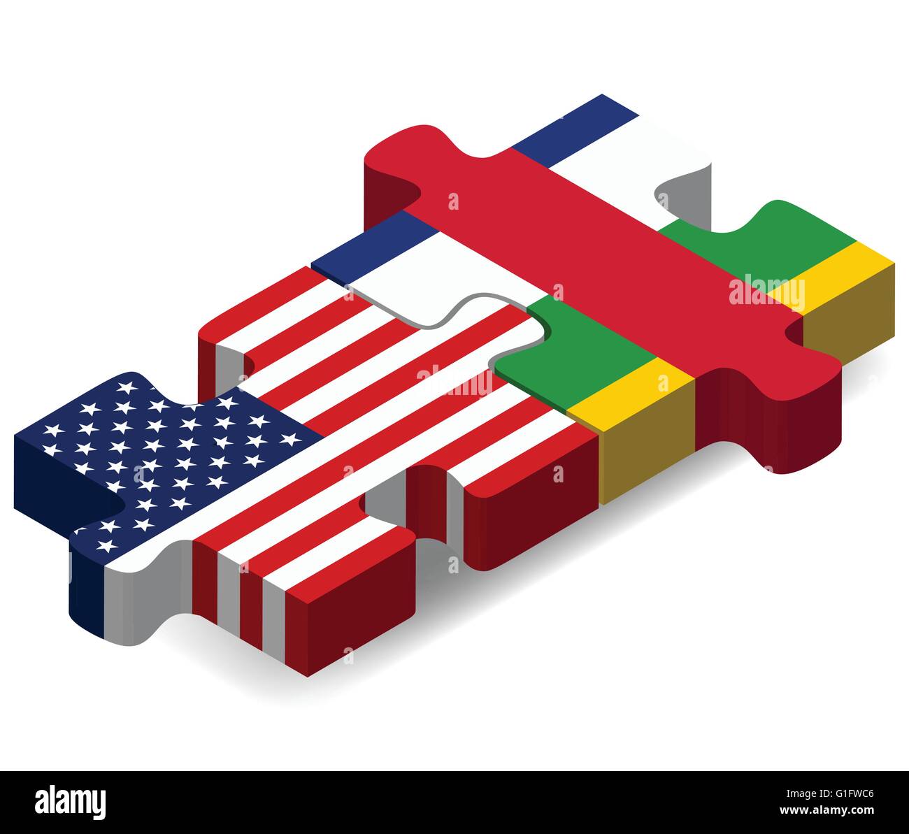 Vektorbild - USA und Zentralafrikanische Republik Flaggen in puzzle isolierten auf weißen Hintergrund Stock Vektor